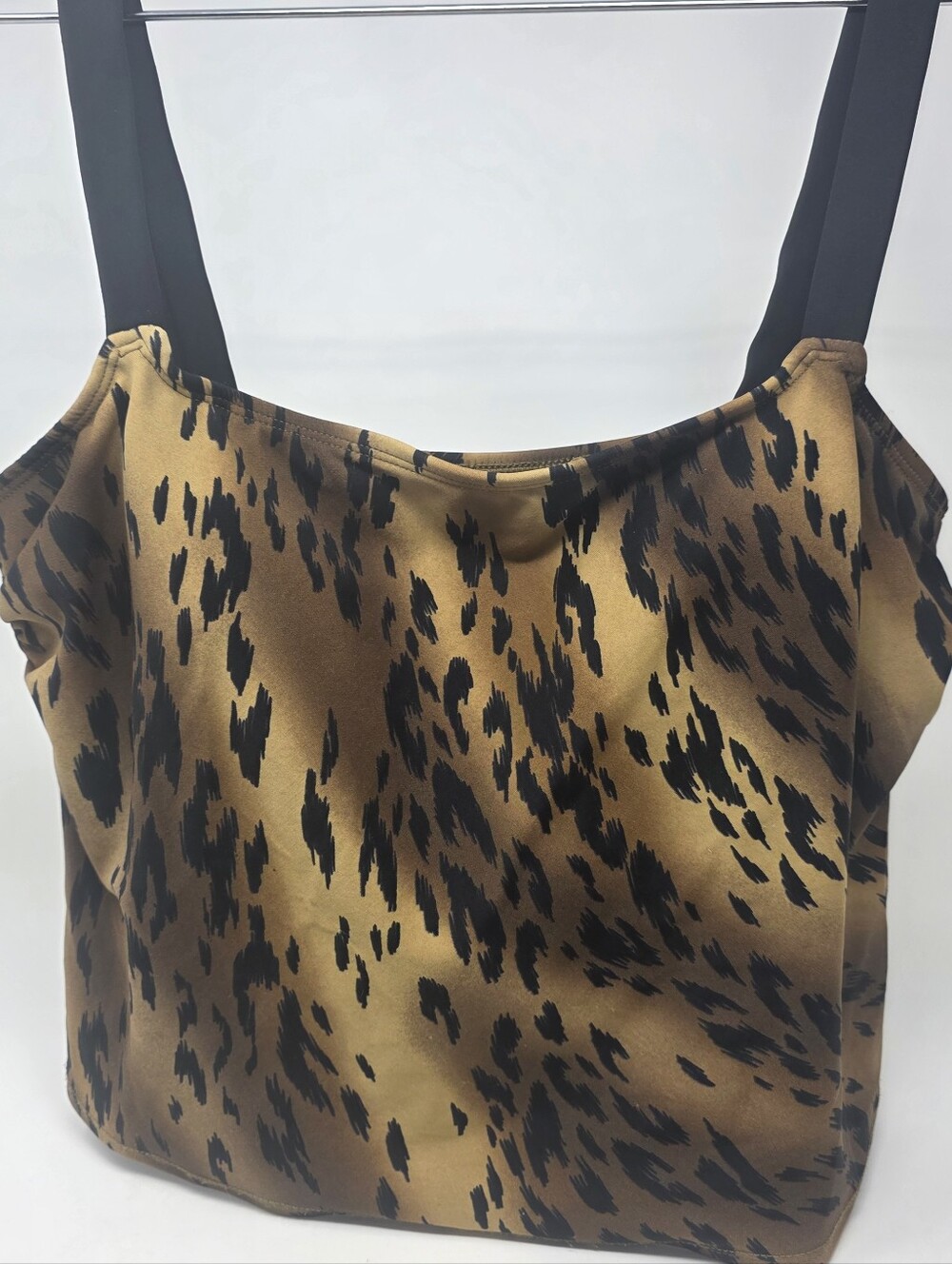 Tankini Swim Top with Built In Bra Women's 16W Gold Black Brown Animal Print